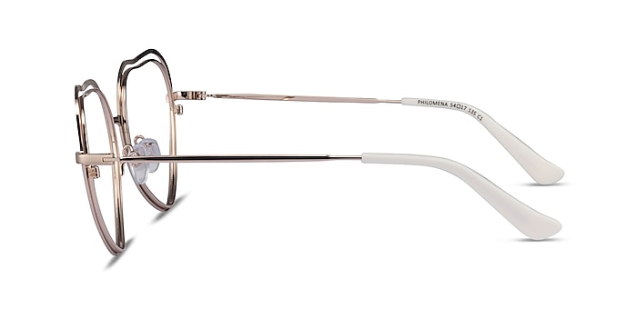 Philomena Shiny Gold White Metal Eyeglass Frames from EyeBuyDirect
