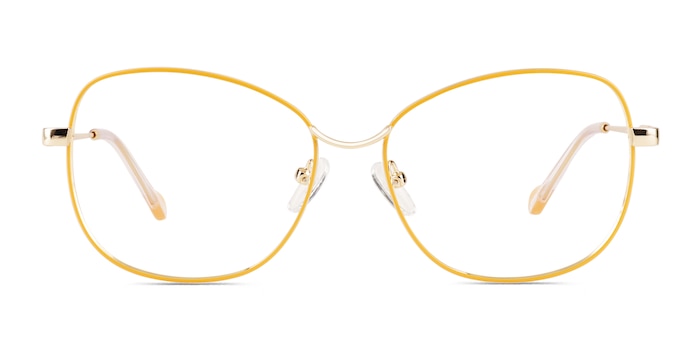 Maude Yellow Gold Metal Eyeglass Frames from EyeBuyDirect