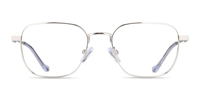 Shiloh Shiny Silver Métal Montures de lunettes de vue d'EyeBuyDirect
