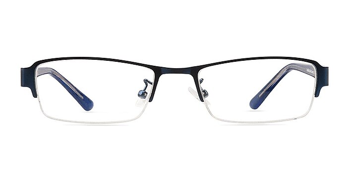 August Blue Metal Eyeglass Frames from EyeBuyDirect