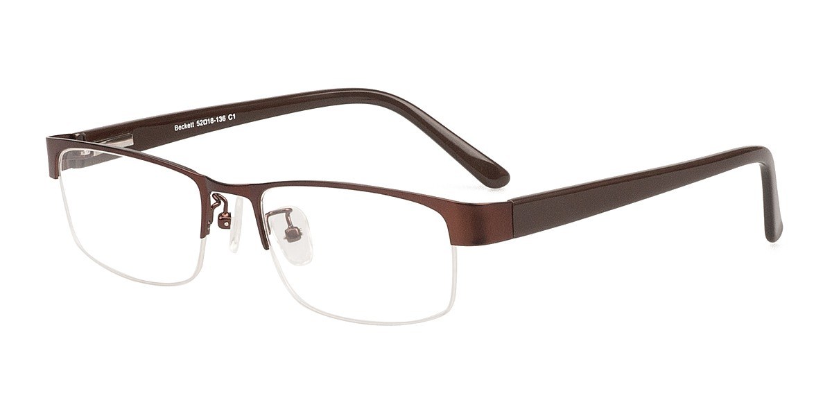 Beckett Rectangle Coffee Semi Rimless Eyeglasses | Eyebuydirect