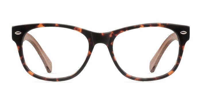 Amber Brown/Tortoise Wood-texture Montures de lunettes de vue d'EyeBuyDirect
