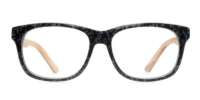White Pine Black/Gray Acétate Montures de lunettes de vue d'EyeBuyDirect