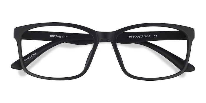 Matte Black Boston -  Lightweight Plastic Eyeglasses