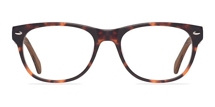 Amber Matte Tortoise Wood-texture Montures de lunettes de vue d'EyeBuyDirect