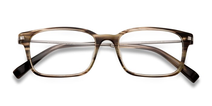 Brown/Striped Dreamer -  Lightweight Acetate, Metal Eyeglasses