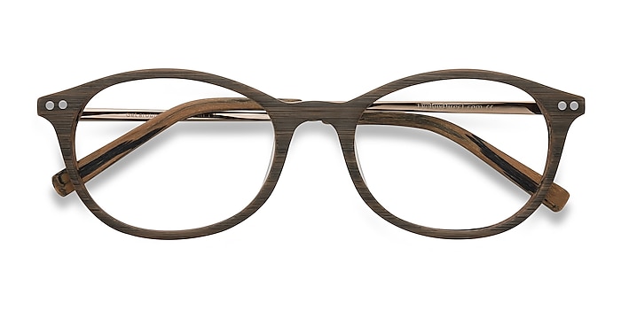 Brown/Striped Get Around -  Wood Texture Eyeglasses