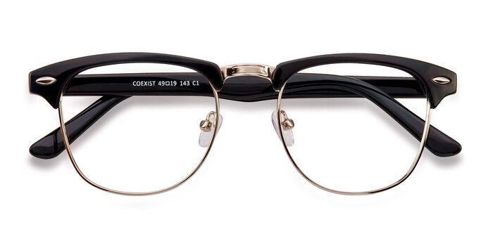 Black/Silver Coexist -  Vintage Plastic, Metal Eyeglasses