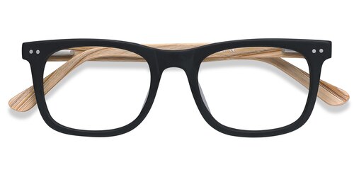 Unisex S Rectangle Matte Black Acetate Prescription Eyeglasses - Eyebuydirect S Montreal