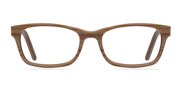 Mesquite Brown/Striped Wood-texture Eyeglass Frames from EyeBuyDirect