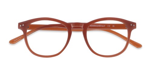 Unisex S Round Orange Plastic Prescription Eyeglasses - Eyebuydirect S Instant Crush