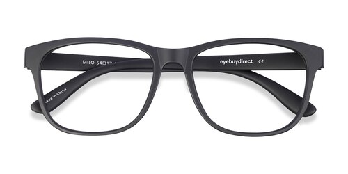 Unisex S Square Matte Black Plastic Prescription Eyeglasses - Eyebuydirect S Milo
