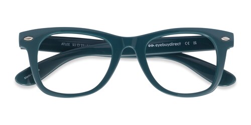 Unisex S Rectangle Green Plastic Prescription Eyeglasses - Eyebuydirect S Atlee