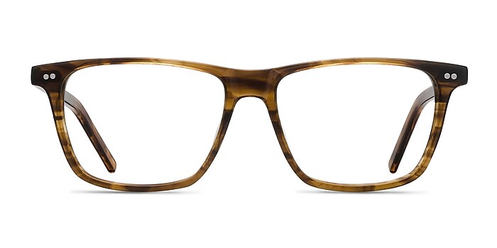 Default Brown Striped Acetate Eyeglass Frames from EyeBuyDirect