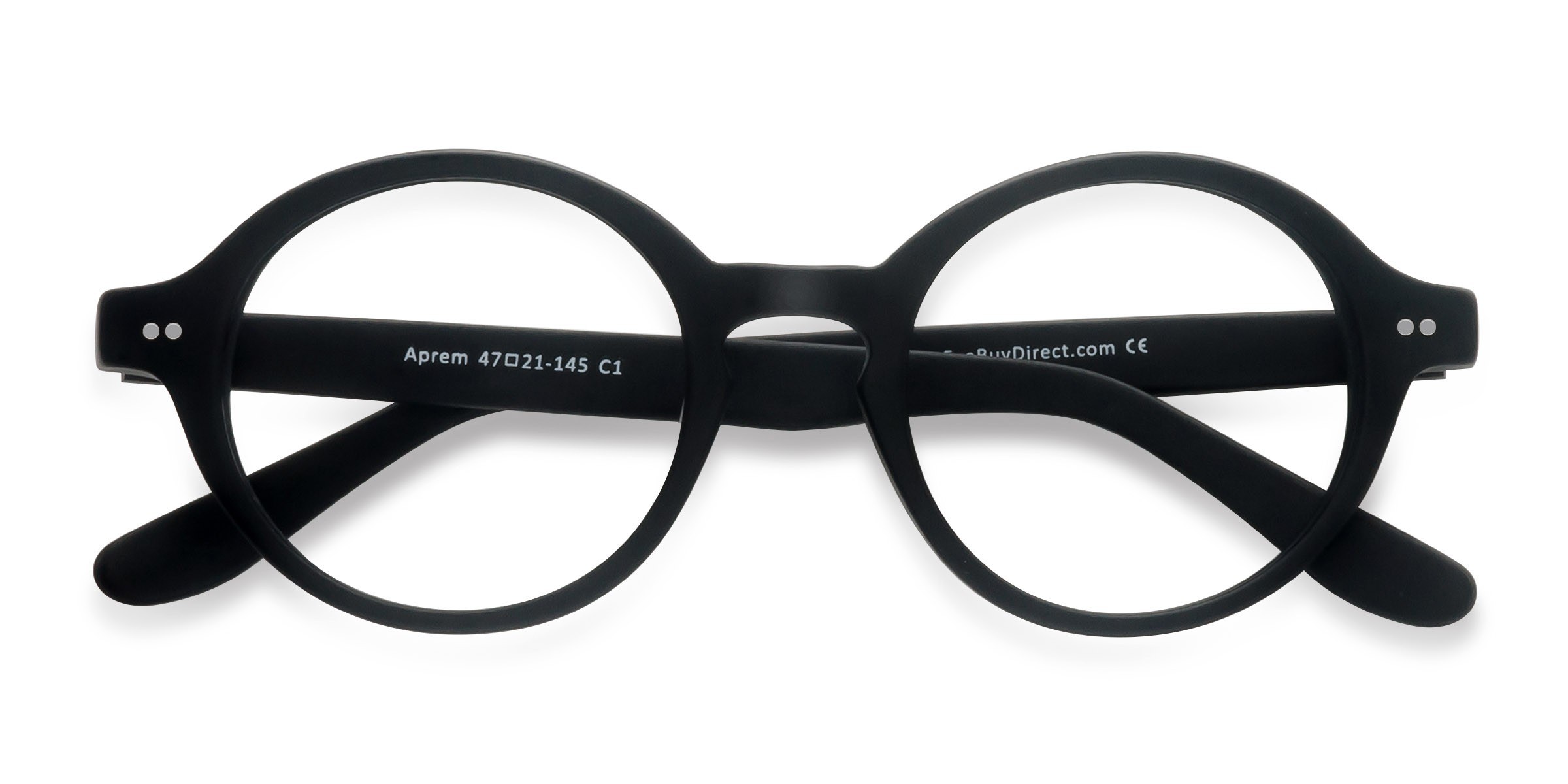 Aprem Round Matte Black Full Rim Eyeglasses | Eyebuydirect display picture 1