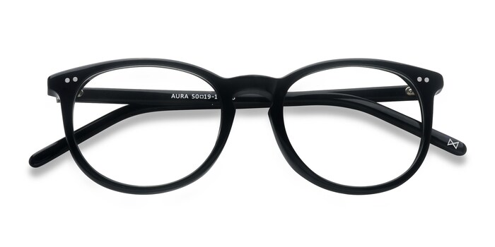 Aura Round Jet Black Glasses for Women