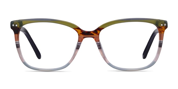 North Square Green Striped Glasses for Women | Eyebuydirect