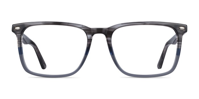 Tactician Gray Striped Acétate Montures de lunettes de vue d'EyeBuyDirect