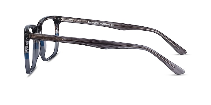 Tactician Gray Striped Acétate Montures de lunettes de vue d'EyeBuyDirect