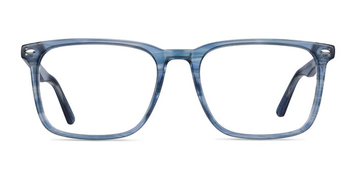 Tactician Blue Striped Acétate Montures de lunettes de vue d'EyeBuyDirect