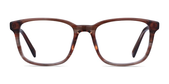 Longway Brown Striped Acétate Montures de lunettes de vue d'EyeBuyDirect