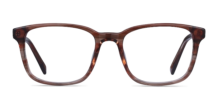 Longway Brown Striped Acetate Eyeglass Frames from EyeBuyDirect