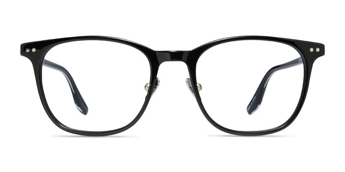 Follow Black Silver Acetate Eyeglass Frames from EyeBuyDirect