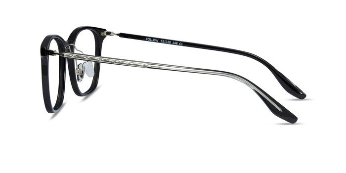 Follow Black Silver Acétate Montures de lunettes de vue d'EyeBuyDirect