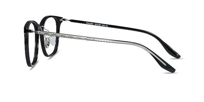Follow Black Silver Acétate Montures de lunettes de vue d'EyeBuyDirect