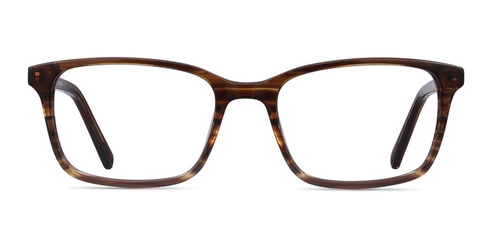 Clipperton Brown Striped Acétate Montures de lunettes de vue d'EyeBuyDirect