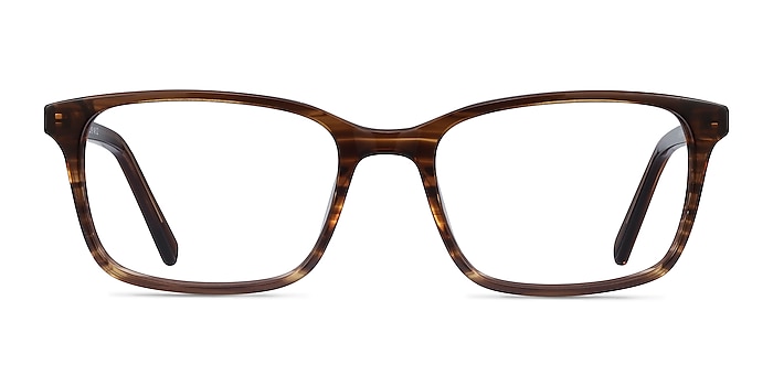 Clipperton Brown Striped Acétate Montures de lunettes de vue d'EyeBuyDirect