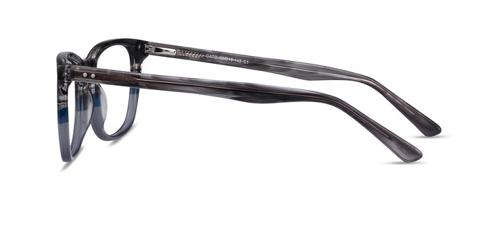 Gato Gray Striped Acétate Montures de lunettes de vue d'EyeBuyDirect