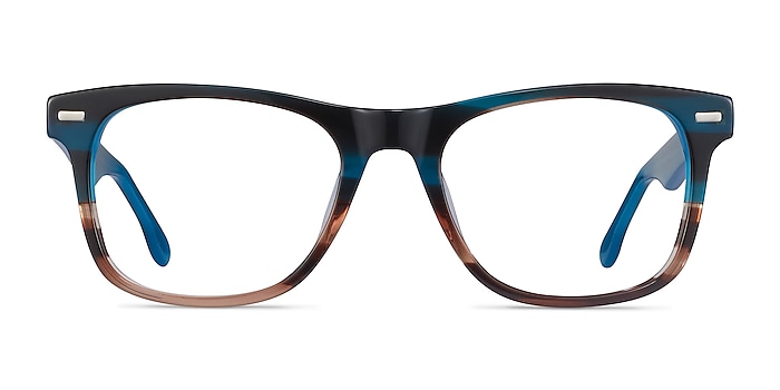 Caster Blue Striped Acetate Eyeglass Frames from EyeBuyDirect