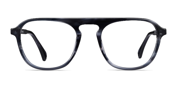 Ida Gray Striped Acétate Montures de lunettes de vue d'EyeBuyDirect