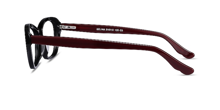 Selina Black & Burgundy Acétate Montures de lunettes de vue d'EyeBuyDirect