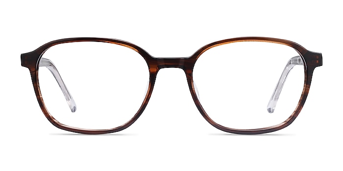 Efficient Brown Striped Acétate Montures de lunettes de vue d'EyeBuyDirect