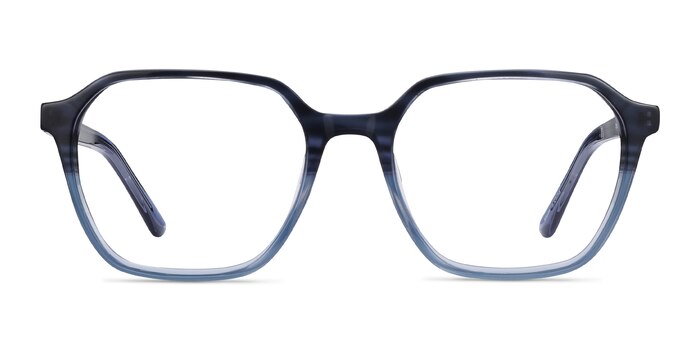 Glib Blue Striped Acétate Montures de lunettes de vue d'EyeBuyDirect