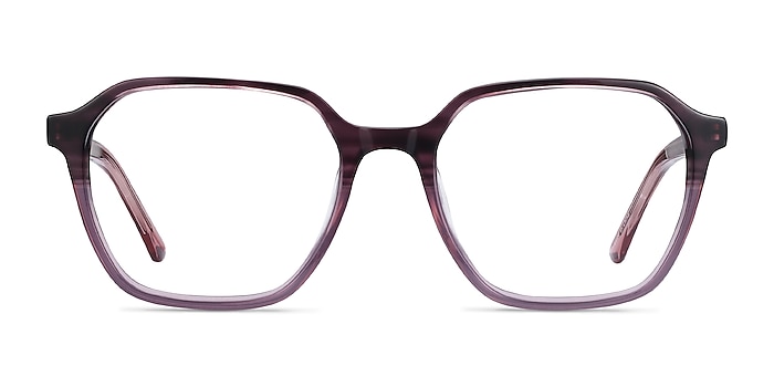 Glib Purple Striped Acétate Montures de lunettes de vue d'EyeBuyDirect