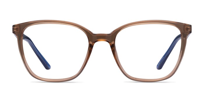 Identical Clear Brown & Blue Plastic Eyeglass Frames from EyeBuyDirect