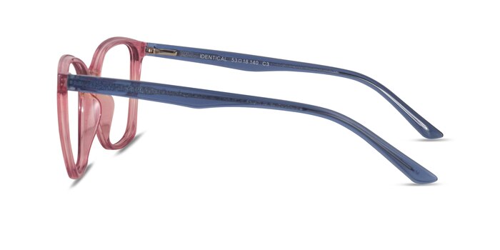Identical Clear Pink & Clear Blue Plastic Eyeglass Frames from EyeBuyDirect