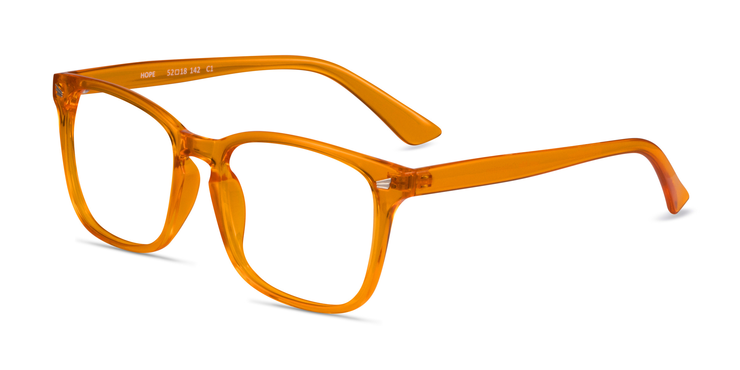 Hope Rectangle Clear Orange Full Rim Eyeglasses Eyebuydirect 