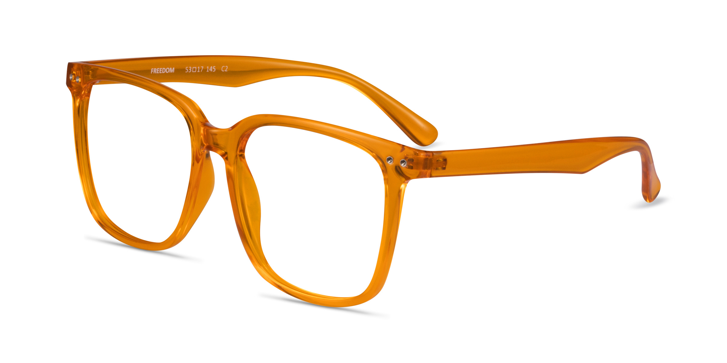 Freedom Square Clear Orange Full Rim Eyeglasses | Eyebuydirect