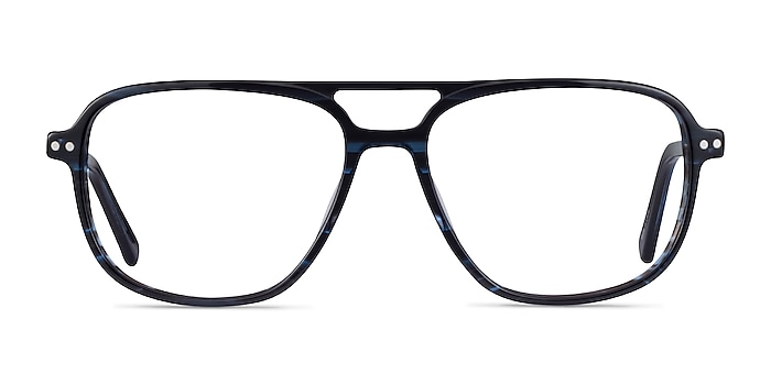 Spirit Blue Striped Acetate Eyeglass Frames from EyeBuyDirect