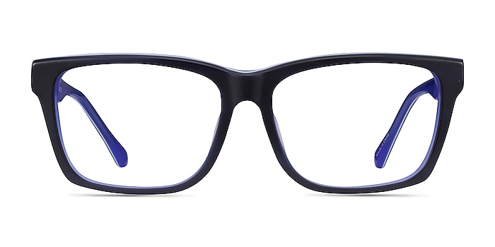 Shuffle  Matte Black Blue Acetate Eyeglass Frames from EyeBuyDirect