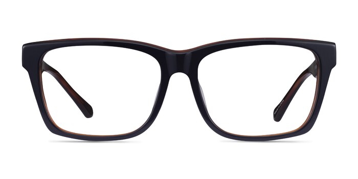 Shuffle Navy Brown Acetate Eyeglass Frames from EyeBuyDirect