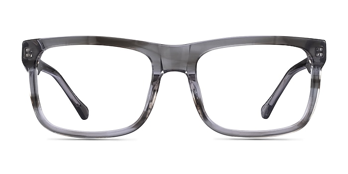 Ylem Gray Striped Acetate Eyeglass Frames from EyeBuyDirect