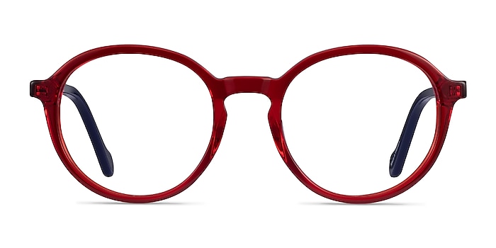 Happy Clear Red Navy Acetate Eyeglass Frames from EyeBuyDirect