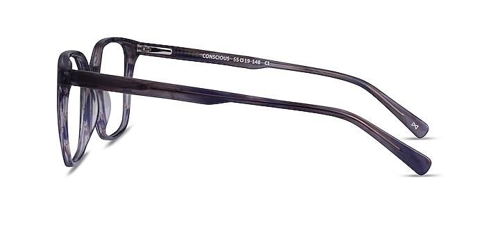 Conscious Blue Striped Acétate Montures de lunettes de vue d'EyeBuyDirect