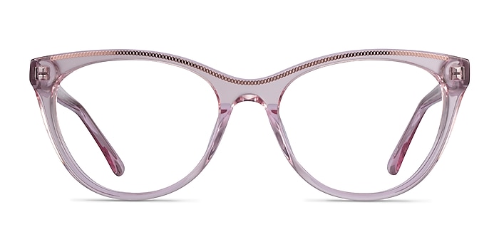 Felicity Clear Pink Rose Gold Acetate Eyeglass Frames from EyeBuyDirect