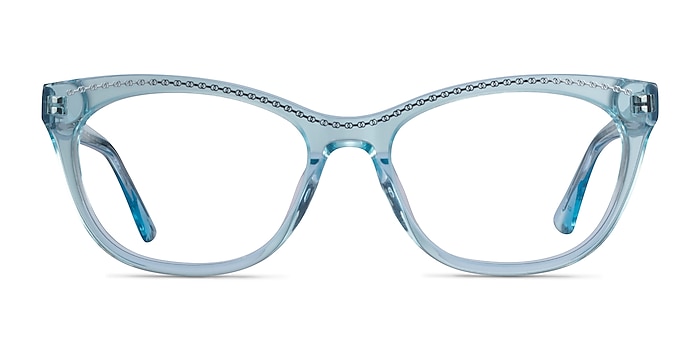 Arabesque Clear Blue Silver Acetate Eyeglass Frames from EyeBuyDirect